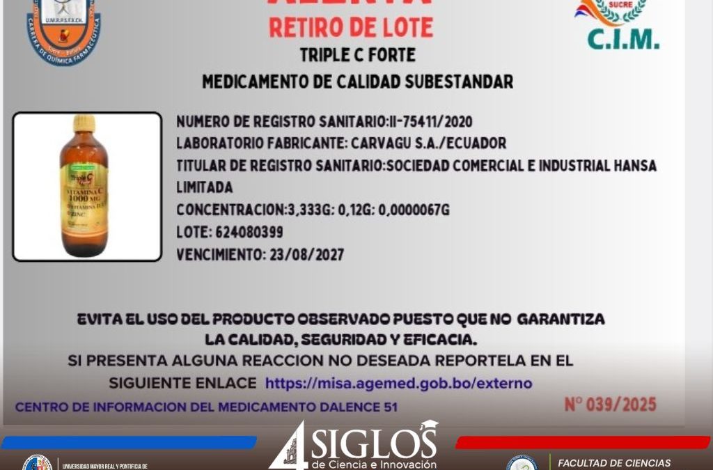 Alerta Nacional de Medicamentos y Productos Ilícitos – 1 de diciembre del 2025