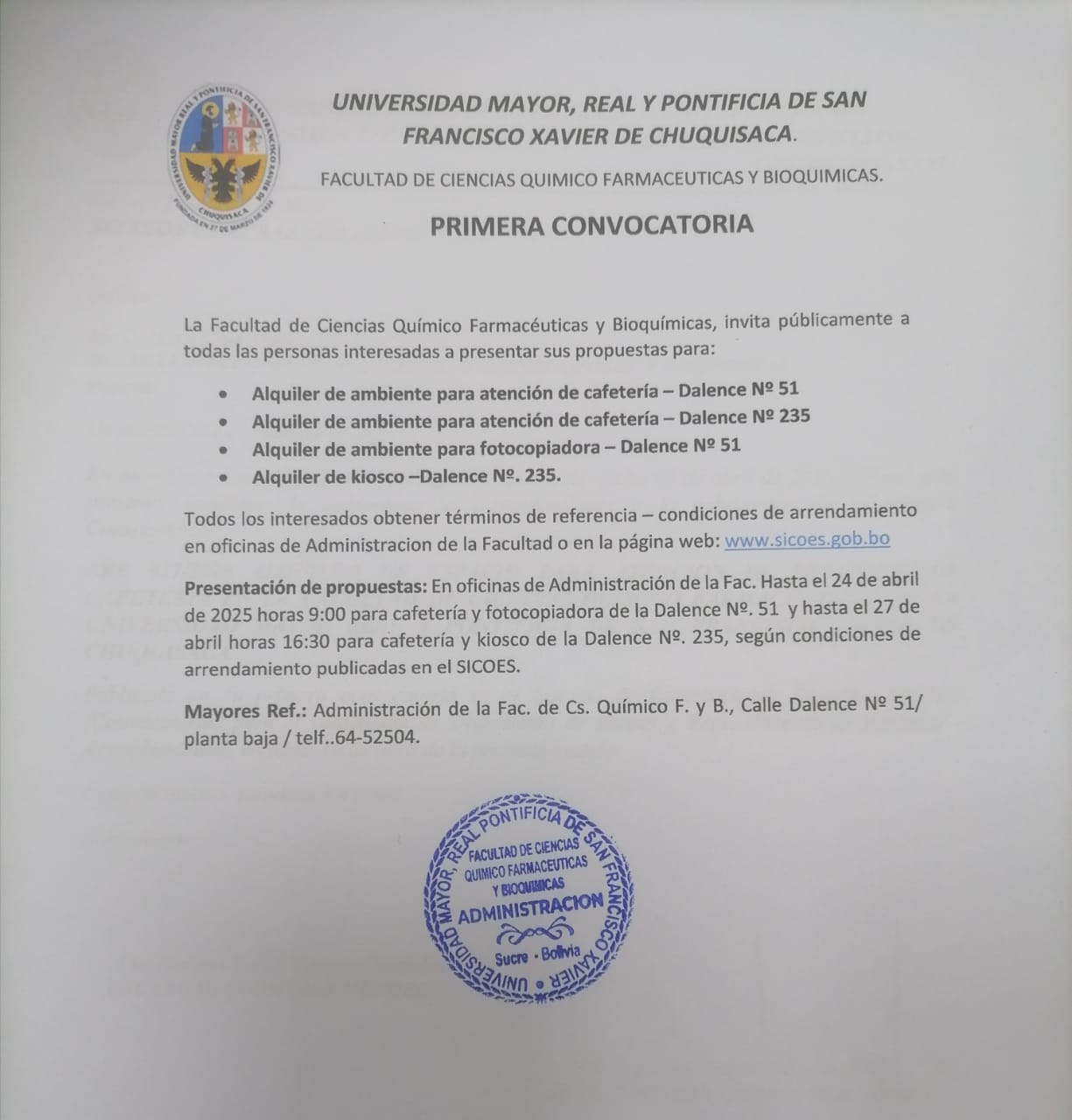 Primera Convocatoria